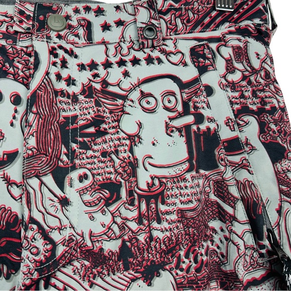 Burton Dry Ride All Access Graphic Graffiti Cargo Snowboarding Ski Pants Gray - Picture 9 of 15